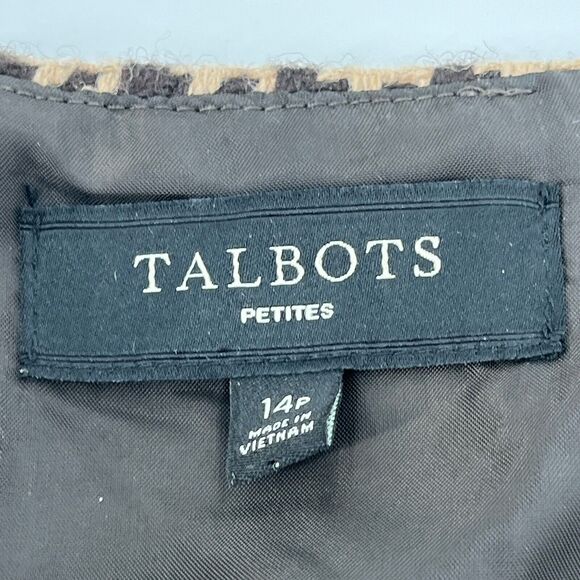 TALBOTS Skirt Women Petite 14 Brown Houndstooth Wool Blend Pencil Tweed Career - Picture 4 of 6